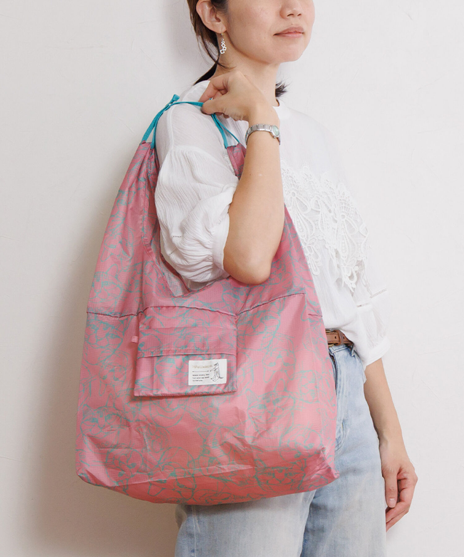 ace.「ace.／エース HAyU マルシェバッグ 折りたたみバッグ エコバッグ お買物バッグ 17871」|トートバッグ|ネコヘッドA