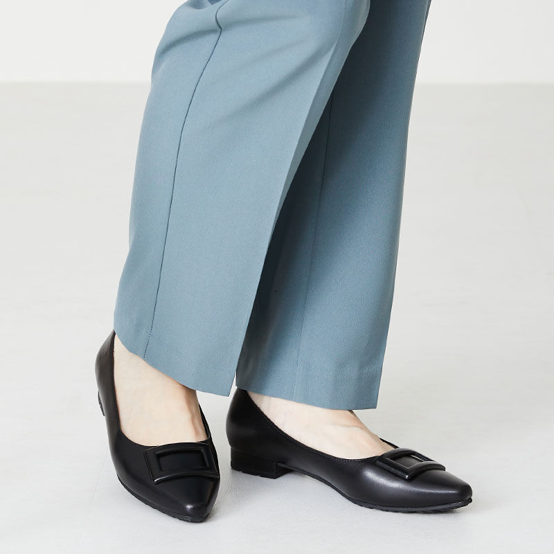 ORiental TRaffic「【防水】スクエアバックル レイン パンプス /R-1019 レインシューズ フラット」|パンプス|BLACK