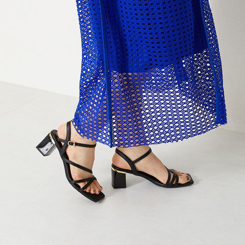 ORiental TRaffic「ナローストラップメタリックラインサンダル/31218 サンダル」|サンダル|BLACK