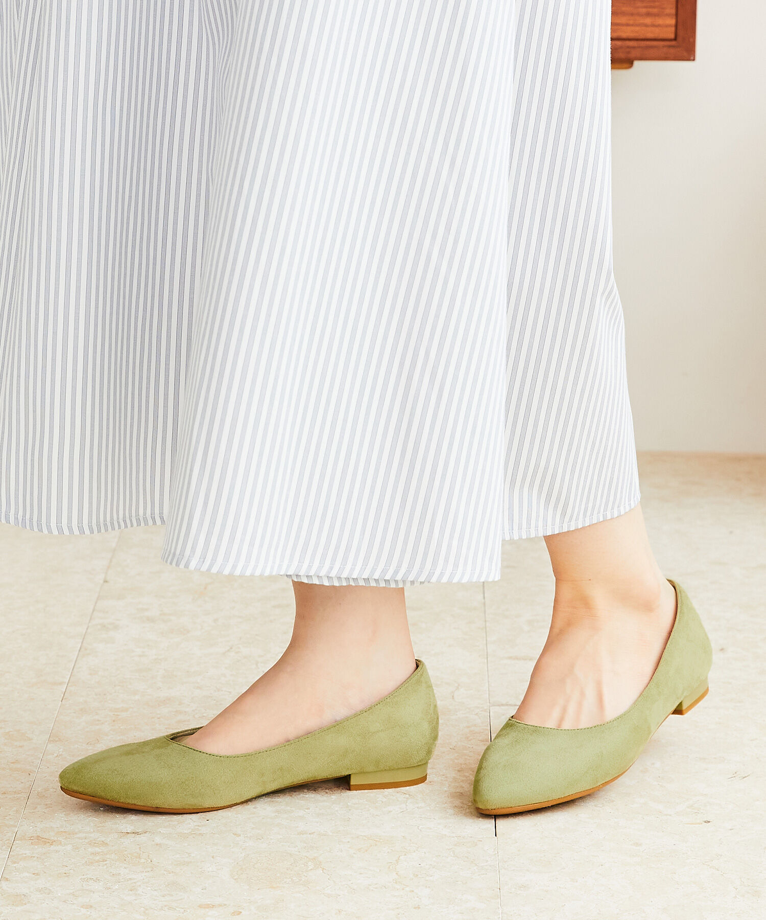 ORiental TRaffic「【跳べるパンプス/シリーズ累計１５０万足突破】プレーン フラット ヒール/R-3212 パンプス」|パンプス|GREEN