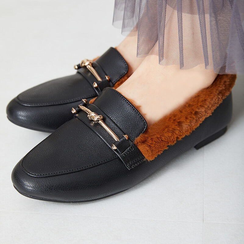 ORiental TRaffic「ゴールドモチーフファーローファー/31307」|パンプス|BLACK