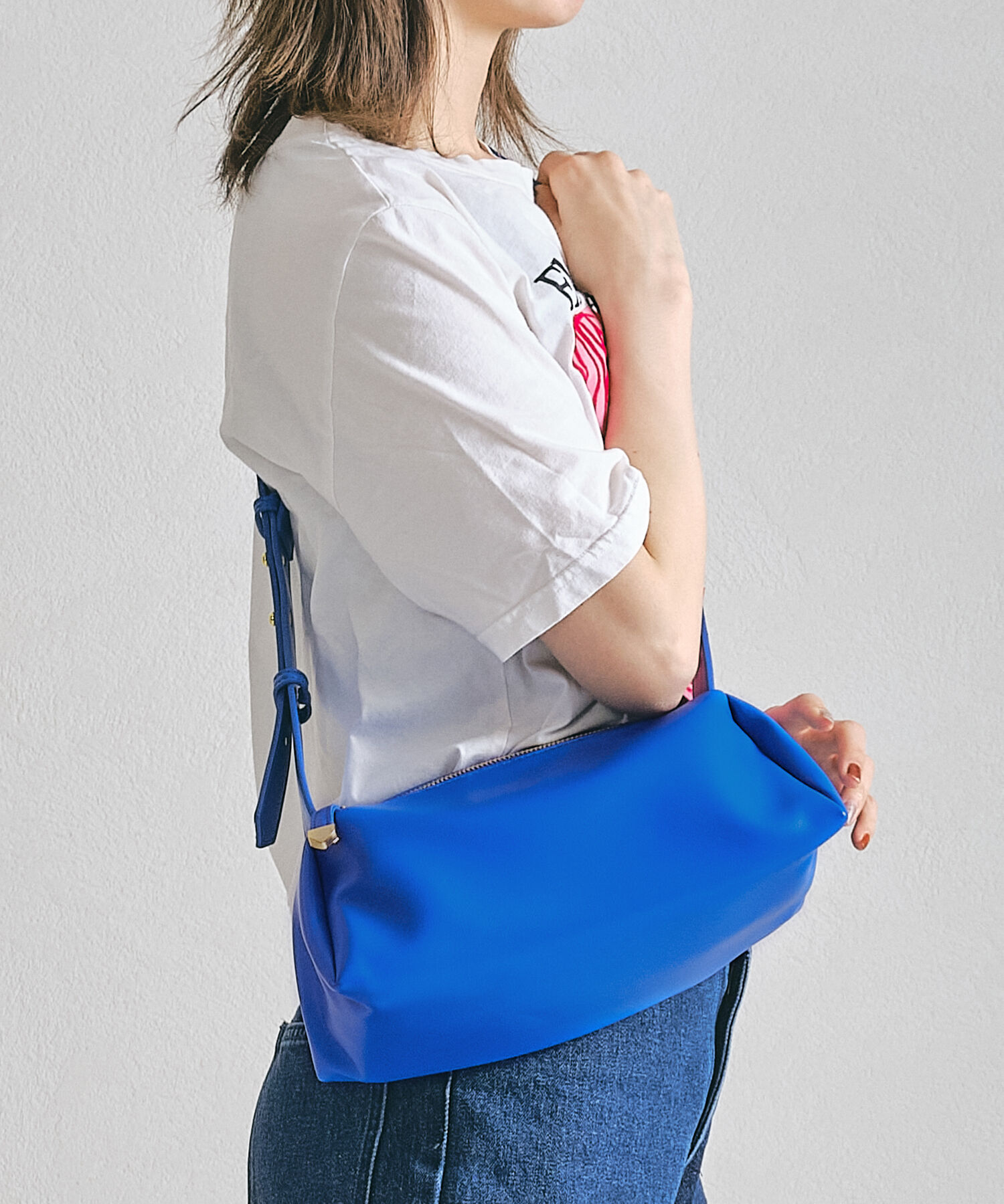 ORiental TRaffic「【BAG】ソフトフェイクレザーショルダーバッグ/BA-204 人気 トレンド　売れてる」|ショルダー・メッセンジャー|BLUE