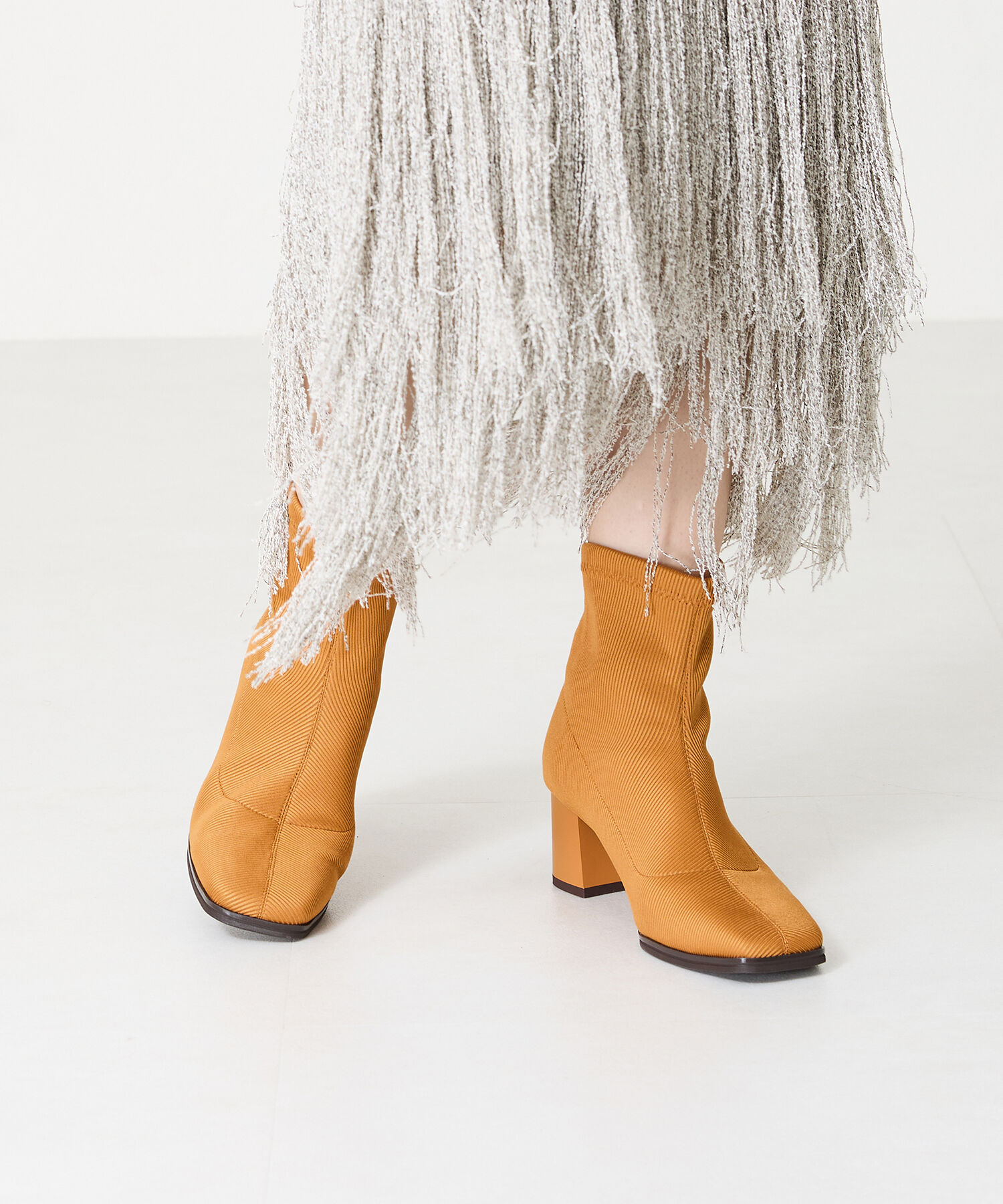 ORiental TRaffic「スクエアトゥ ニットブーツ /41407 柔らかい」|ショートブーツ|