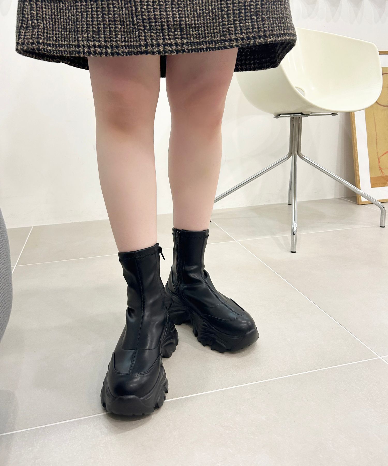 ORiental TRaffic「【 軽量 ・ 厚底 】 スニーカーソール ショートブーツ /41412 ストレッチ 美脚」|スニーカー|