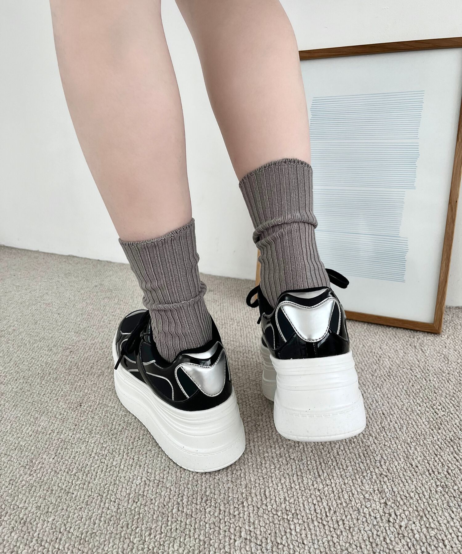 ORiental TRaffic「【トレンド】メタリックラインボリュームソールスニーカー/OT3740 厚底 スニーカー」|スニーカー|