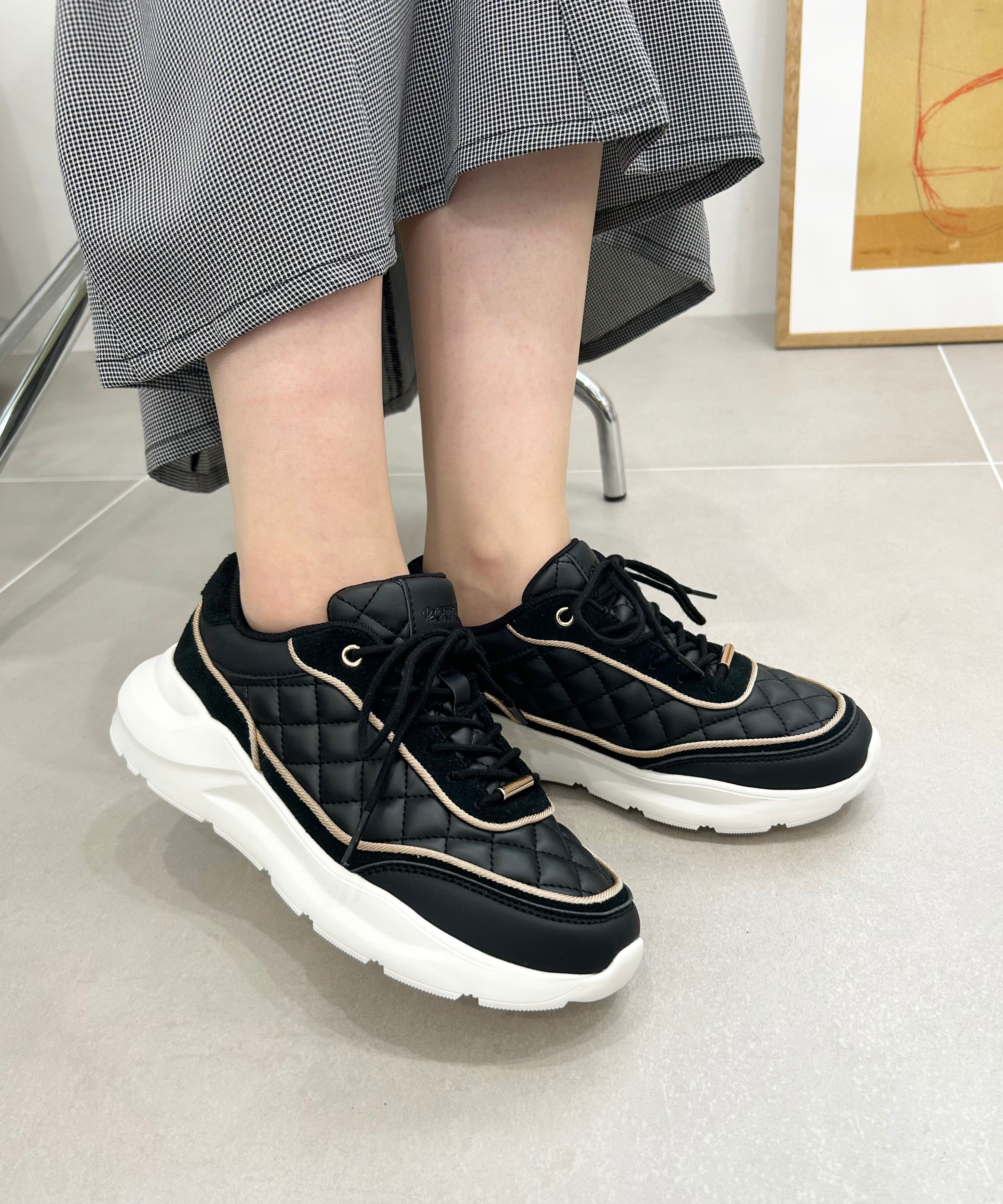ORiental TRaffic「【トレンド】キルティングデザインスニーカー/OT3743」|スニーカー|BLACK