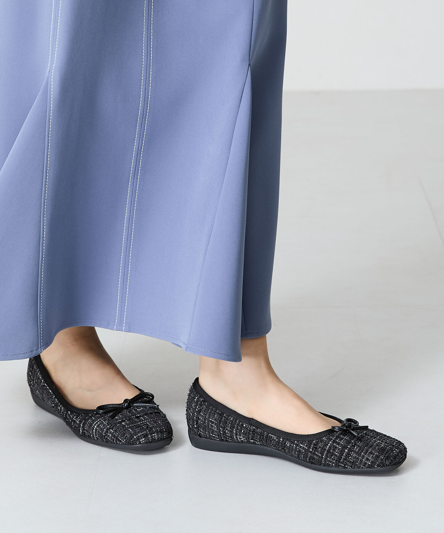 ORiental TRaffic「【WEB限定】 スクエアトゥ バレエシューズ /R-4009 フラット 軽い  厚手クッション」|パンプス|