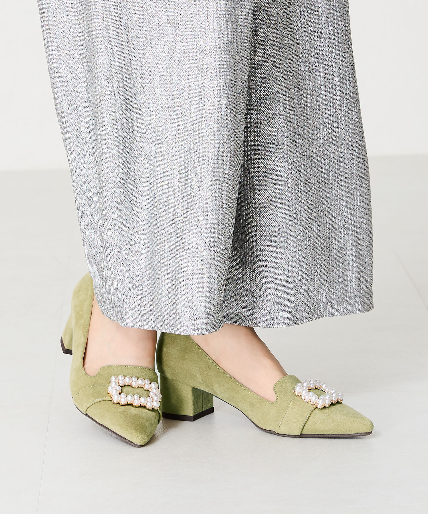 ORiental TRaffic「パール モチーフ ヒール オペラ パンプス /41312」|パンプス|GREEN