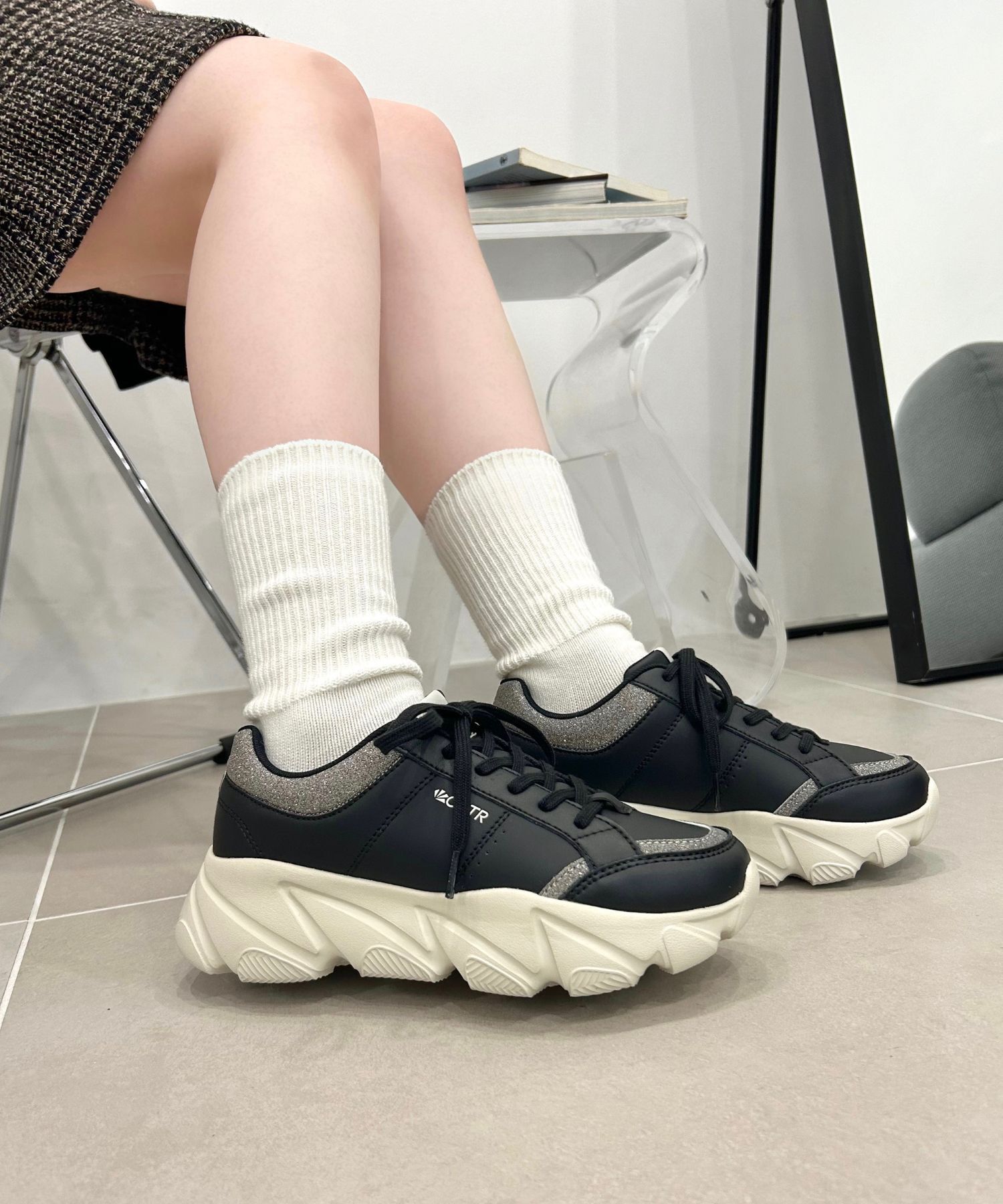 ORiental TRaffic「グリッター&times;スムース厚底スニーカー/OT3741」|スニーカー|