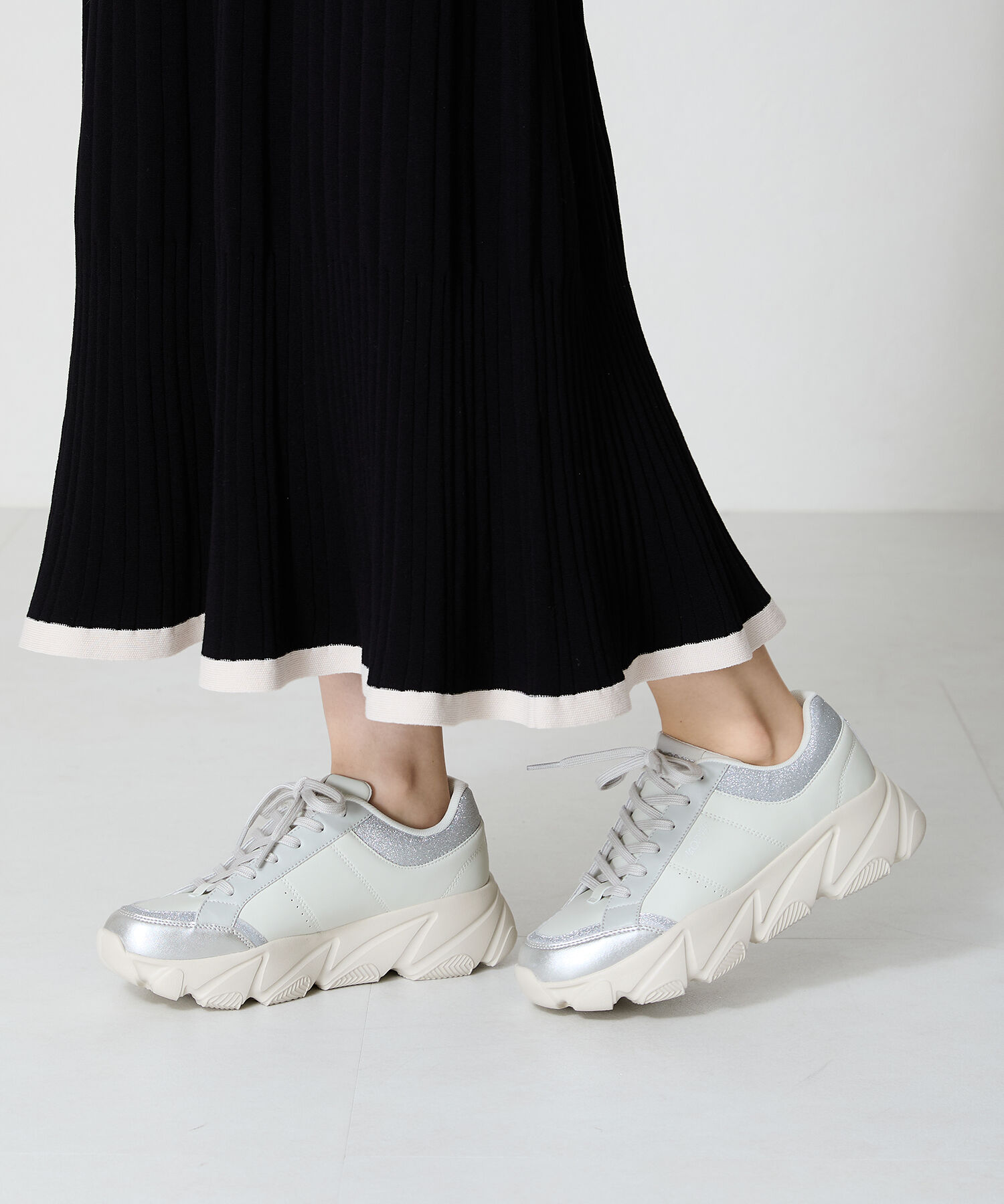 ORiental TRaffic「グリッター&times;スムース厚底スニーカー/OT3741」|スニーカー|