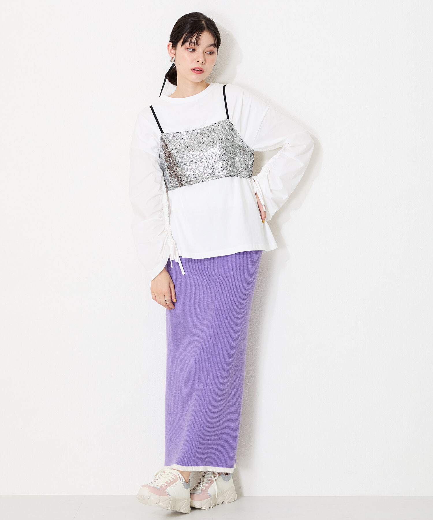 ORiental TRaffic「グリッター&times;スムース厚底スニーカー/OT3741」|スニーカー|