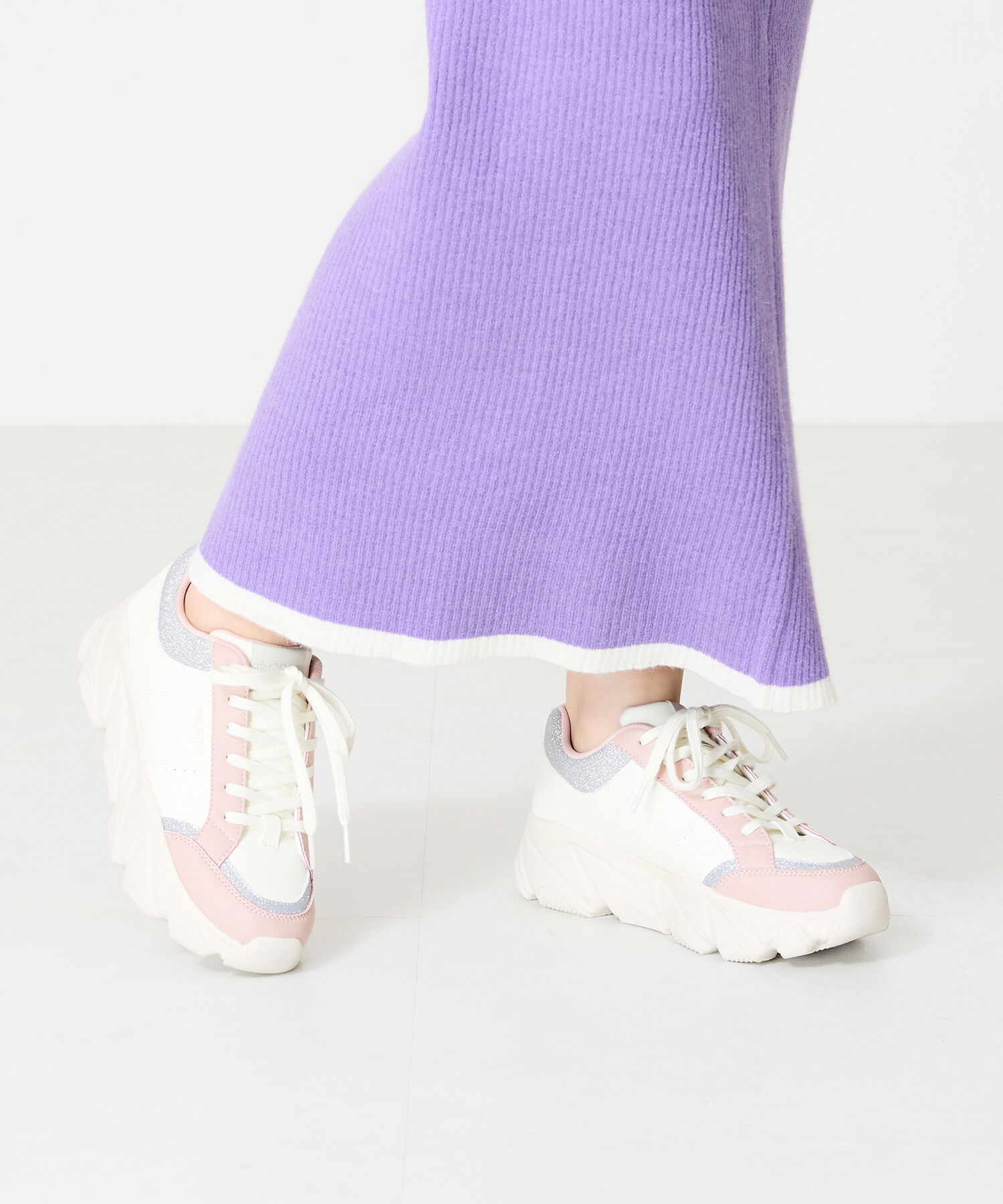 ORiental TRaffic「グリッター&times;スムース厚底スニーカー/OT3741」|スニーカー|