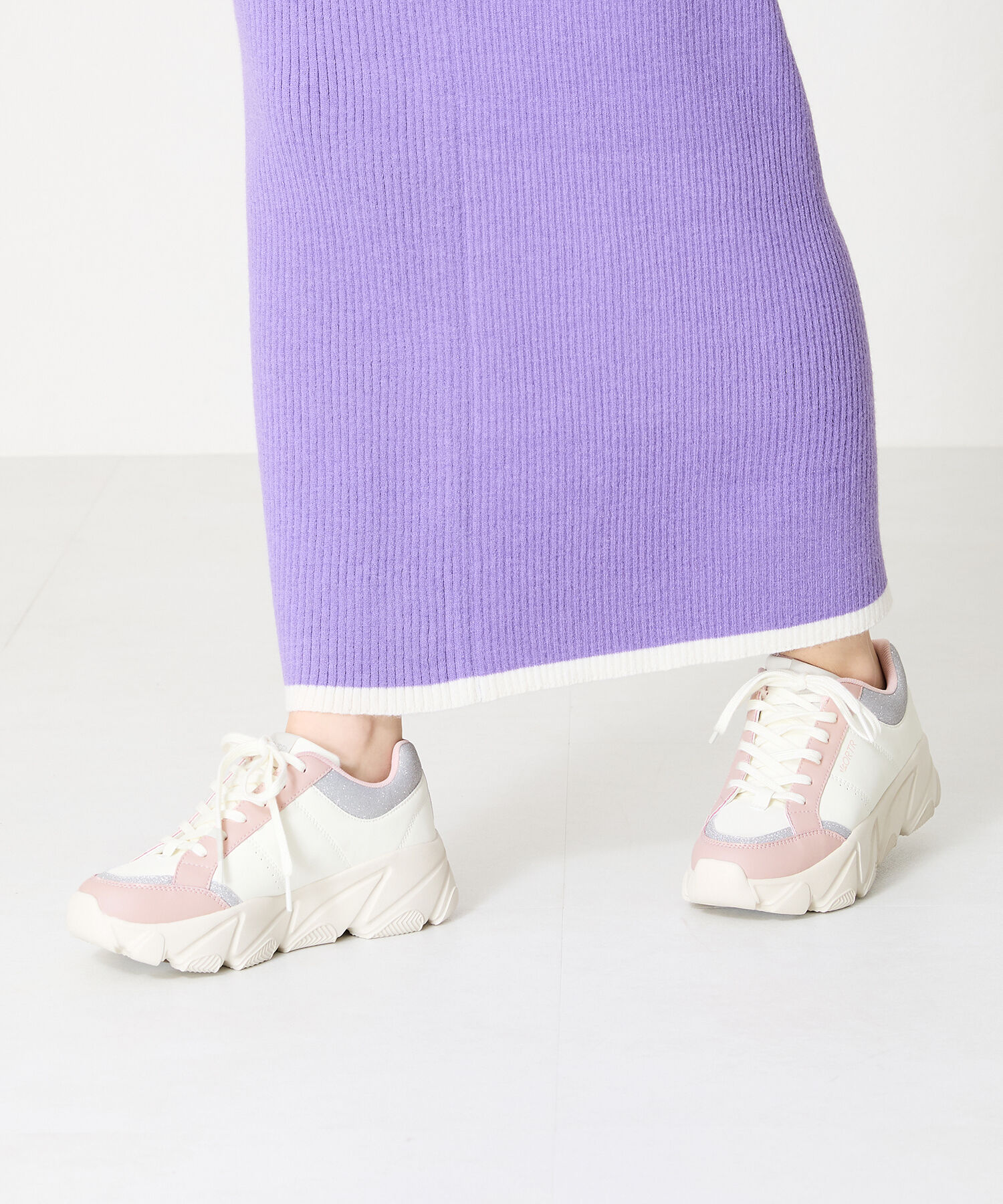 ORiental TRaffic「グリッター&times;スムース厚底スニーカー/OT3741」|スニーカー|