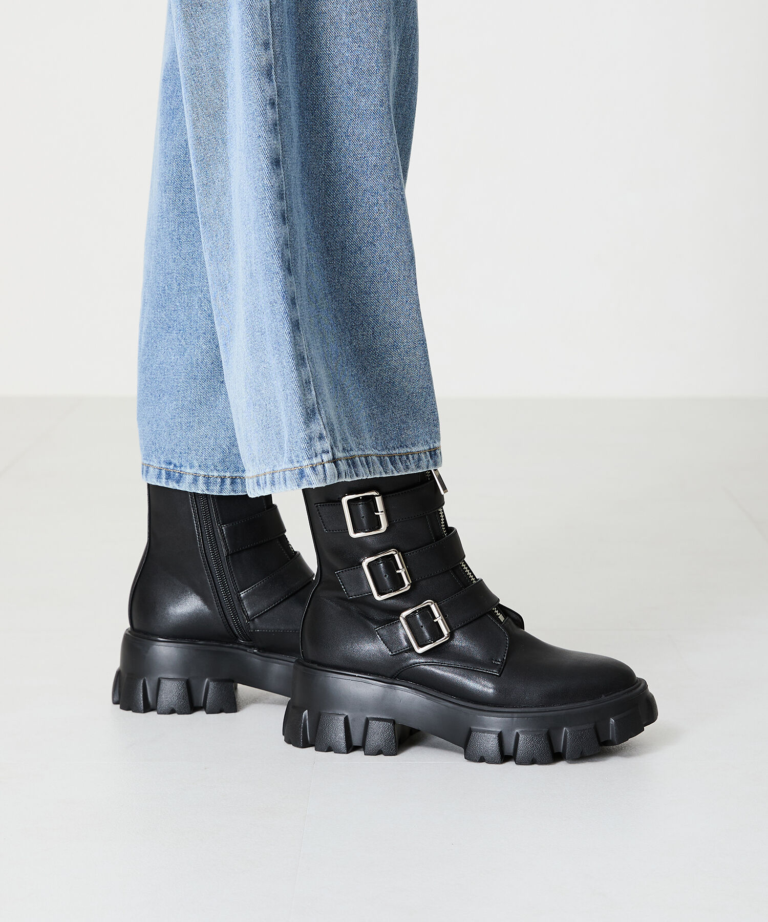 ORiental TRaffic「ジップ デザイン ベルト バックル ブーツ /41417」|ショートブーツ|