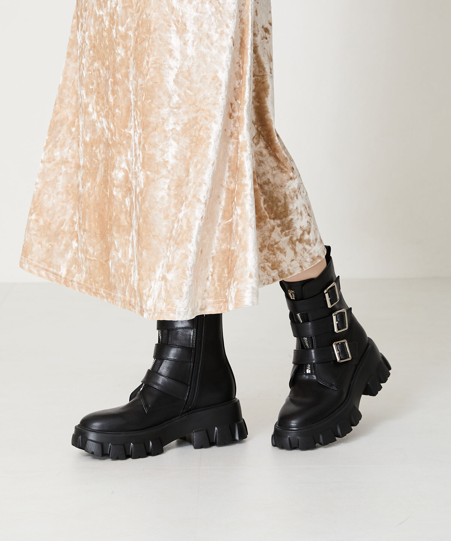 ORiental TRaffic「ジップ デザイン ベルト バックル ブーツ /41417」|ショートブーツ|