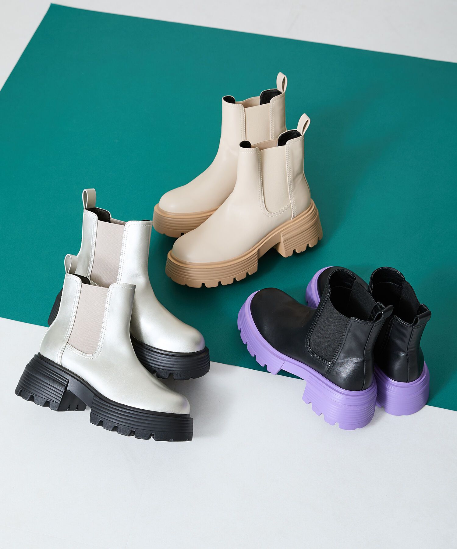 ORiental TRaffic「カラー ソール ショート ブーツ /45401」|ショートブーツ|SILVER