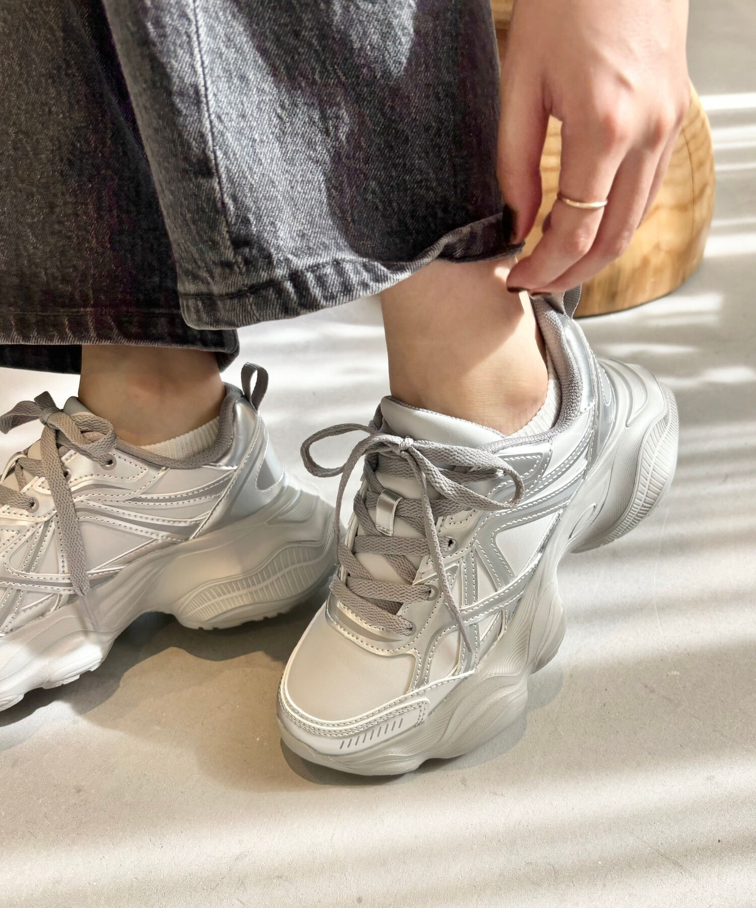 ORiental TRaffic「【アウトレット価格】ボリュームソールハイテクスニーカー/OT3747」|スニーカー|SILVER