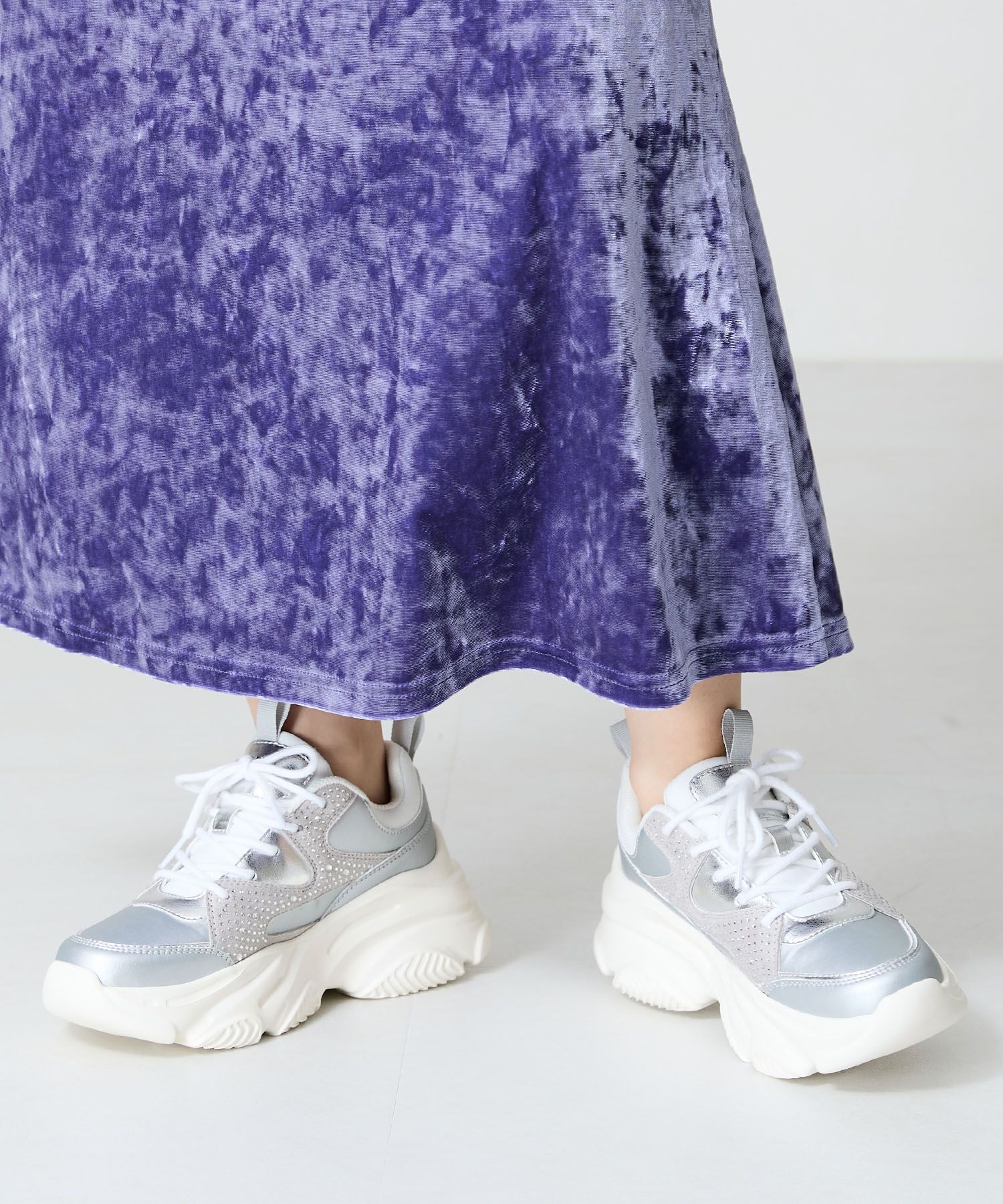 ORiental TRaffic「【アウトレット価格】ラインストーンパーツ厚底スニーカーOT3748」|スニーカー|SILVER