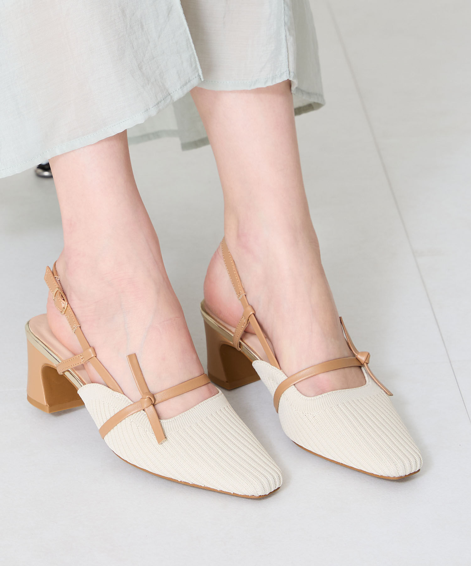 ORiental TRaffic「リブニット細ストラップパンプス/51114 人気 トレンド 売れてる パンプス ニット」|パンプス|