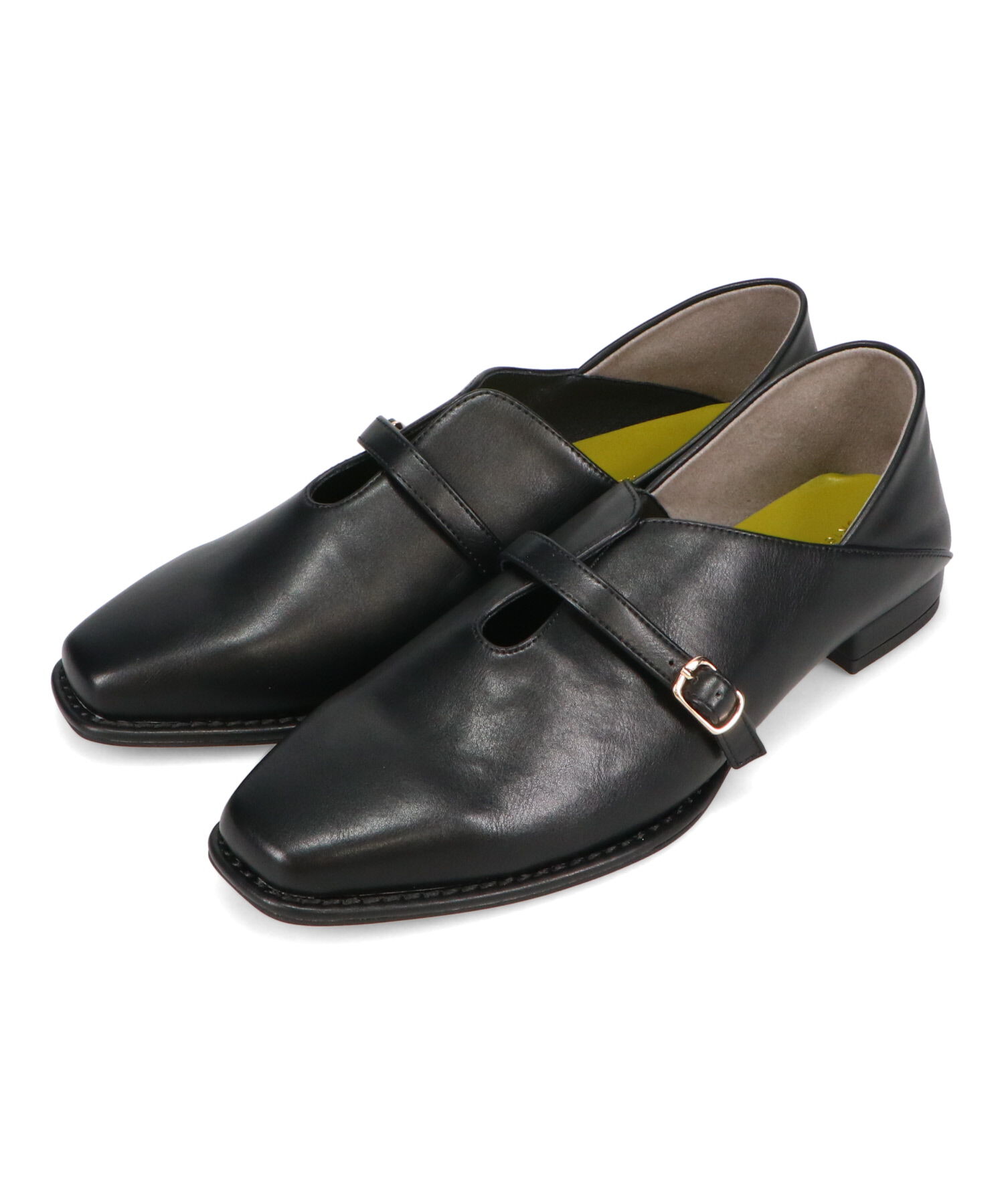 ORiental TRaffic「【WEB限定】ベルトデザインウエーブカットバブーシュ /55104 パンプス フラット 甲深 通勤靴」|パンプス|