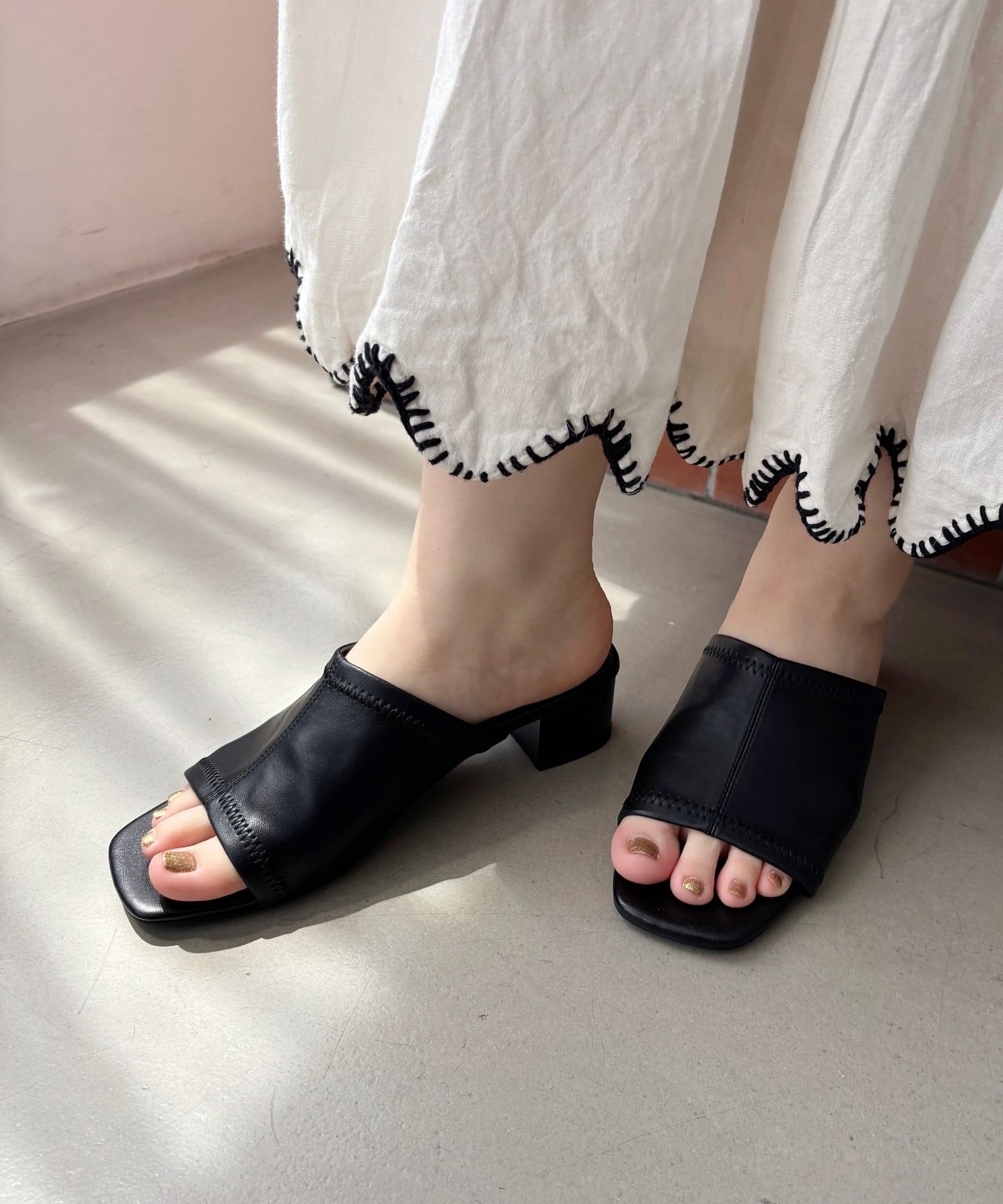 ORiental TRaffic「【WEB限定】ストレッチ ミュールサンダル /55205 万能 シンプル 柔らかい」|サンダル|BLACK