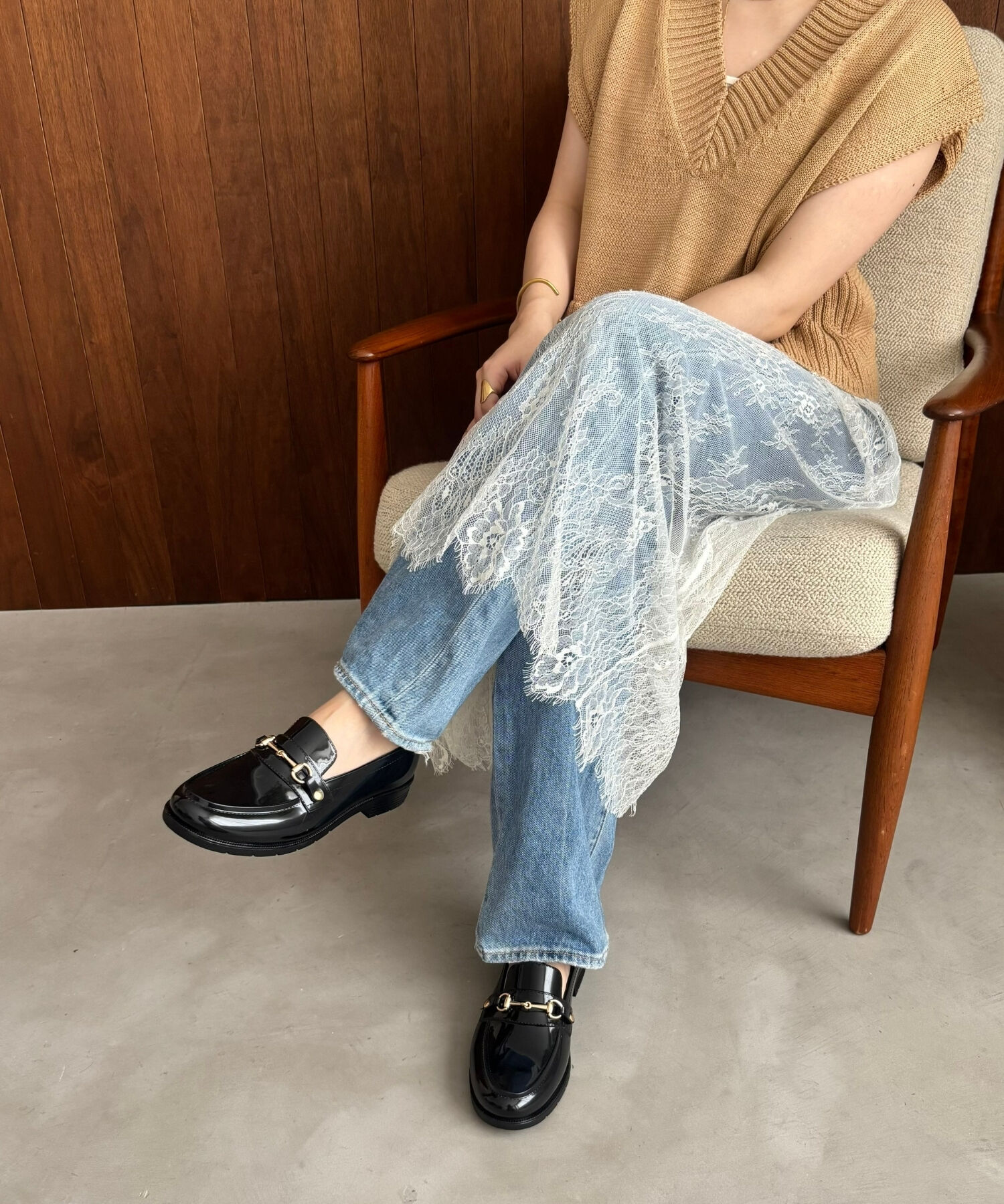 ORiental TRaffic「【防水】ビットモチーフ PVC レイン ローファー /R-1021 柔らかい 通勤 ゆったり」|パンプス|