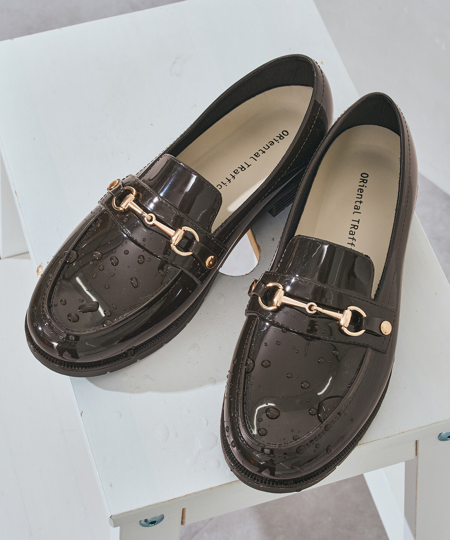 ORiental TRaffic「【防水】ビットモチーフ PVC レイン ローファー /R-1021 柔らかい 通勤 ゆったり」|パンプス|