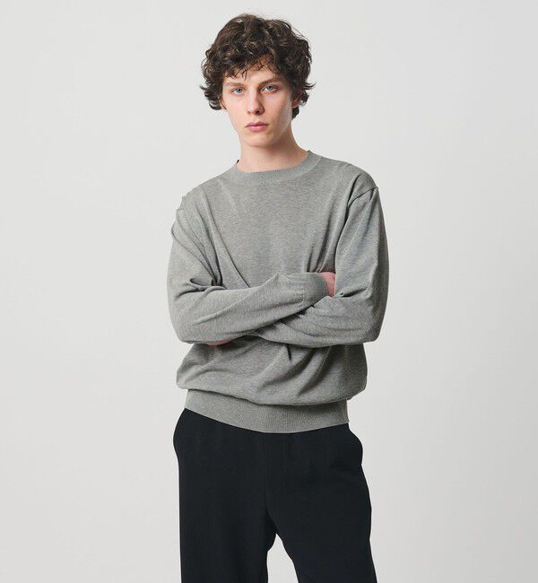 UNITED ARROWS「ハイツイストコットン ハイゲージ クルーネックニット 接触冷感」|ニット・セーター|