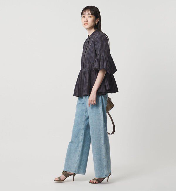 UNITED ARROWS「ギンガムチェック フラワー ジャガード ブラウス ‐ウォッシャブル‐」|シャツ・ブラウス|