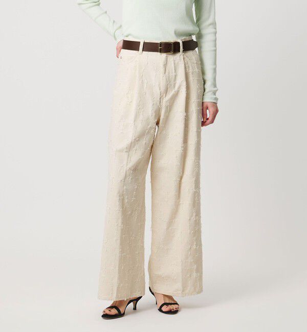 UNITED ARROWS「ジャガード タック ワイドパンツ ‐ウォッシャブル‐」|チノ|NATURAL