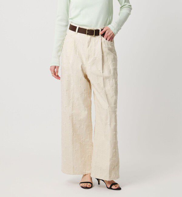 UNITED ARROWS「ジャガード タック ワイドパンツ ‐ウォッシャブル‐」|チノ|