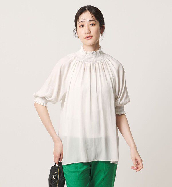 UNITED ARROWS「シャーリング ハイネック シャツ ブラウス」|シャツ・ブラウス|OFF WHITE