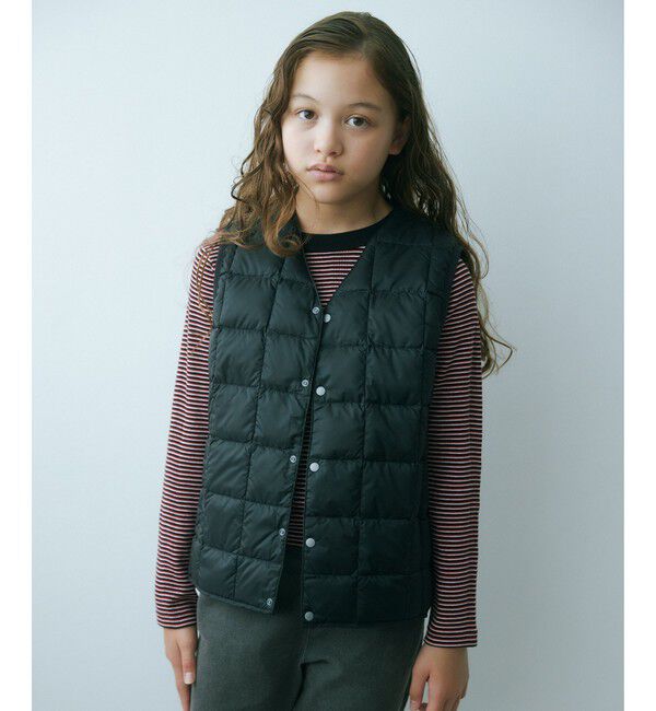 UNITED ARROWS green label relaxing「＜TAION＞ベーシック Vネックボタン インナーダウンベスト / キッズ  140cm-150cm」|ダウンベスト・ベスト|BLACK