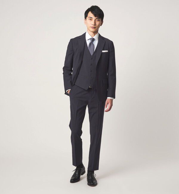 UNITED ARROWS green label relaxing「A+ TWPU トロピカル無地 スリム セットアップ パンツ スラックス -ウォッシャブル・ストレッチ・ウエストア」|スーツ|