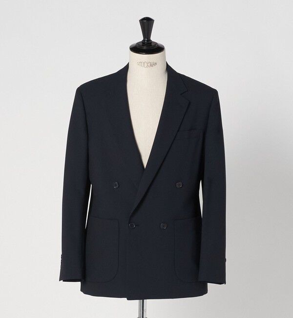 UNITED ARROWS green label relaxing「A+ ポリエステル シャークスキン ダブルブレスト 4B スタンダード セットアップ ジャケット -ウォッシャブ」|テーラードジャケット|