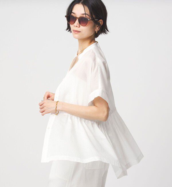 UNITED ARROWS green label relaxing「【結論シリーズ】ギャザーハイウエストブラウス［size SHORTあり］」|シャツ・ブラウス|