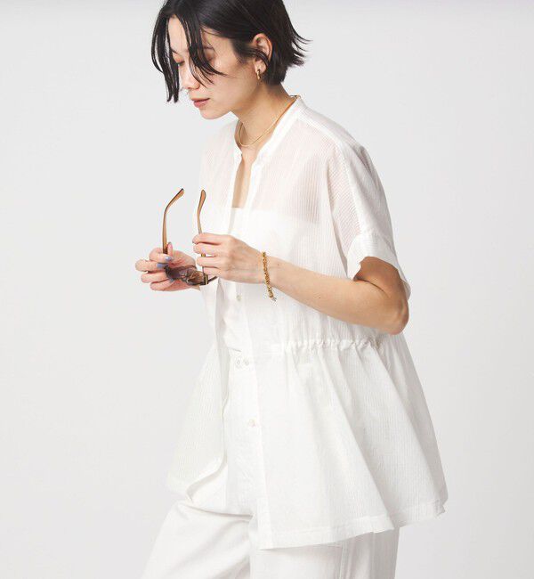 UNITED ARROWS green label relaxing「【結論シリーズ】ギャザーハイウエストブラウス［size SHORTあり］」|シャツ・ブラウス|