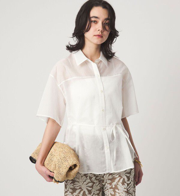 UNITED ARROWS green label relaxing「【結論シリーズ】リボンハイウエストシャツ［size SHORTあり］」|シャツ・ブラウス|