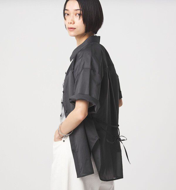 UNITED ARROWS green label relaxing「【結論シリーズ】リボンハイウエストシャツ［size SHORTあり］」|シャツ・ブラウス|