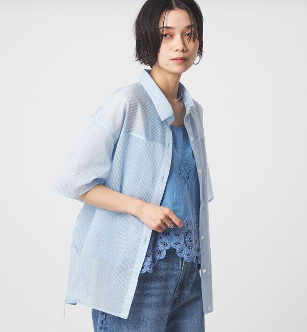 UNITED ARROWS green label relaxing「【結論シリーズ】リボンハイウエストシャツ［size SHORTあり］」|シャツ・ブラウス|