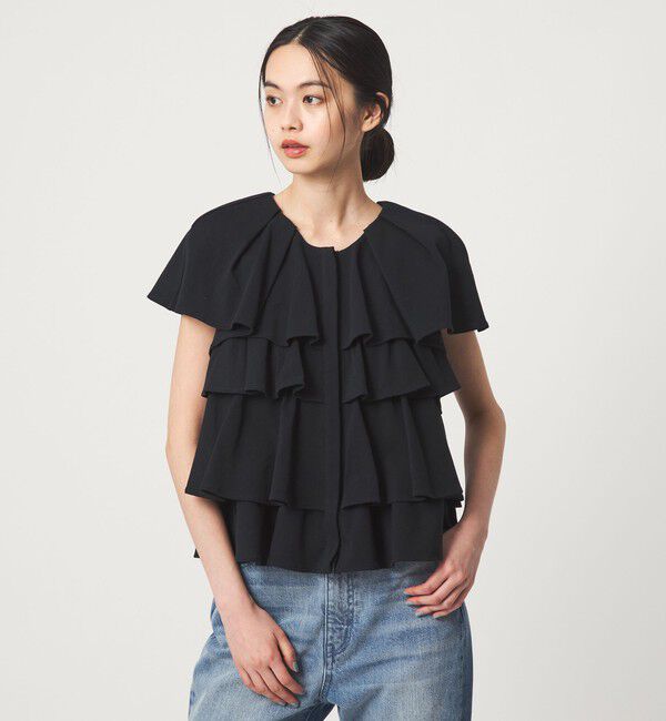 EMMEL REFINES「＜EMMEL REFINES＞EM ティアードフリル カットソー トップス」|Tシャツ・カットソー|BLACK