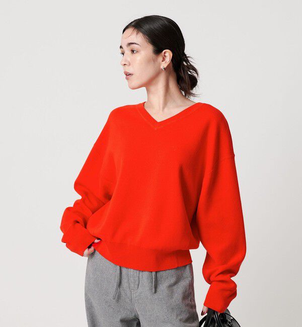 BEAUTY&YOUTH UNITED ARROWS「ソフトコットン Vネック スムース ニットプルオーバー ウォッシャブル」|ニット・セーター|ORANGE