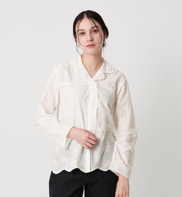 BEAUTY&YOUTH UNITED ARROWS「エンブロイダリー オープンカラーシャツ」|シャツ・ブラウス|WHITE
