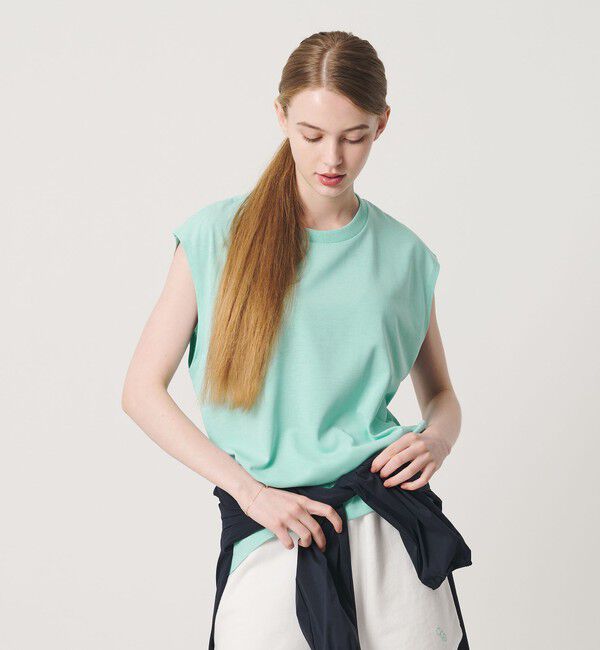 California General Store「＜CGS.＞リサイクル ポリエステル LUCK ノースリーブ Tシャツ 吸水速乾 UV軽減」|タンクトップ|LIME