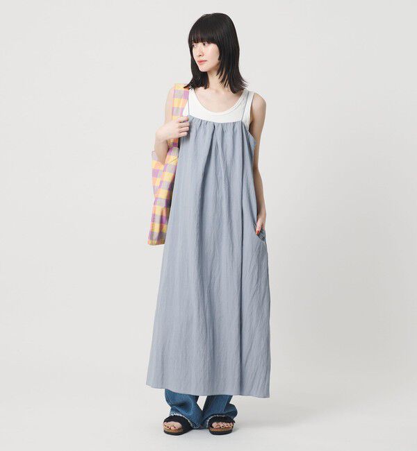 BEAUTY&YOUTH UNITED ARROWS「ギャザー ロングキャミソール ワンピース ウォッシャブル」|ワンピース|LT.BLUE