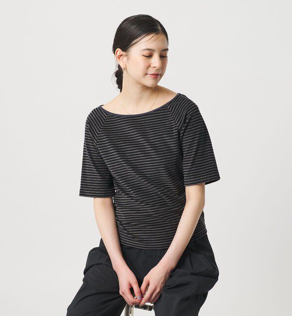 BEAUTY&YOUTH UNITED ARROWS「コットン パイルボーダー 5分袖カットソー」|Tシャツ・カットソー|