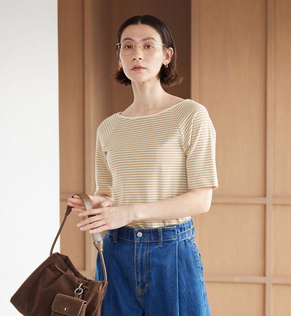 BEAUTY&YOUTH UNITED ARROWS「コットン パイルボーダー 5分袖カットソー」|Tシャツ・カットソー|