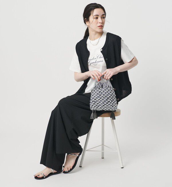 BEAUTY&YOUTH UNITED ARROWS「メタルコード ネット フリンジ ドロストバッグ」|かごバッグ|