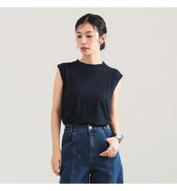 Demi-Luxe BEAMS 「ウォッシャブル ウール ノースリーブ Tシャツ」|Tシャツ・カットソー|NAVY
