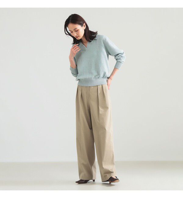 Demi-Luxe BEAMS 「【別注】BATONER / リネン スキッパーネック ニット」|ニット・セーター|